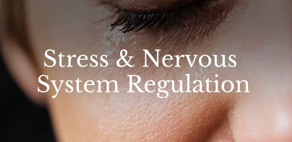 Close-up of a person’s closed eye and face, conveying calm, introspection, and nervous system regulation